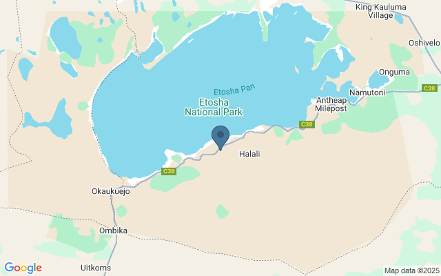 Kaart met locatie Etosha National Park